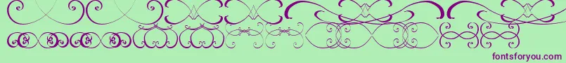 OrnamentsssTfb-Schriftart – Violette Schriften auf grünem Hintergrund