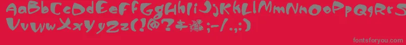 フォントPiranhasexual – 赤い背景に灰色の文字