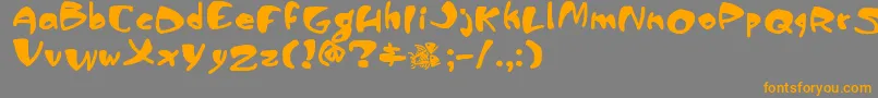 フォントPiranhasexual – オレンジの文字は灰色の背景にあります。