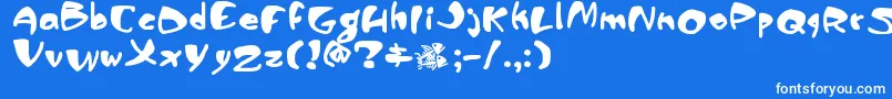 フォントPiranhasexual – 青い背景に白い文字