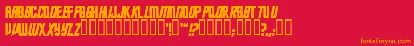 TrekkiesanssskBold-Schriftart – Orangefarbene Schriften auf rotem Hintergrund