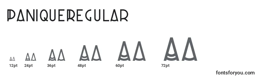 Размеры шрифта PaniqueRegular