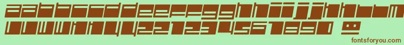フォントPolydiscousItalic – 緑の背景に茶色のフォント
