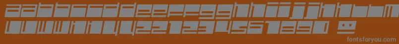 PolydiscousItalic-fontti – harmaat kirjasimet ruskealla taustalla