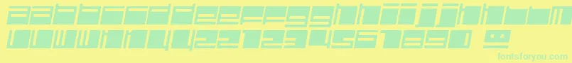 フォントPolydiscousItalic – 黄色い背景に緑の文字