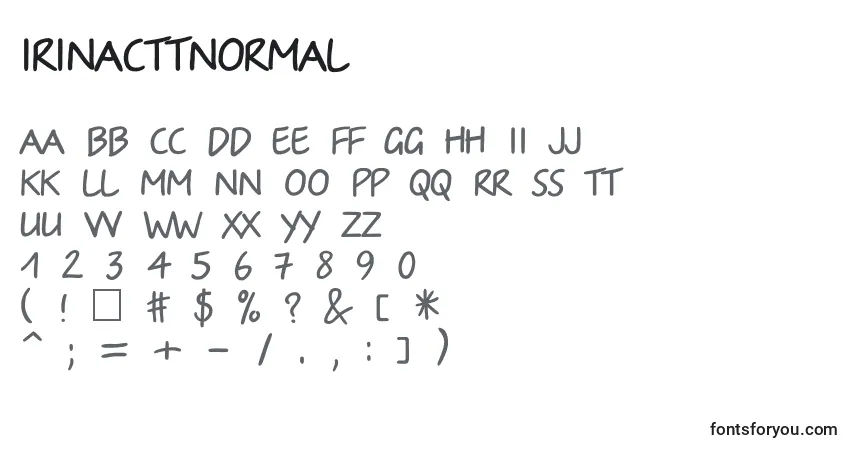 Czcionka IrinacttNormal – alfabet, cyfry, specjalne znaki