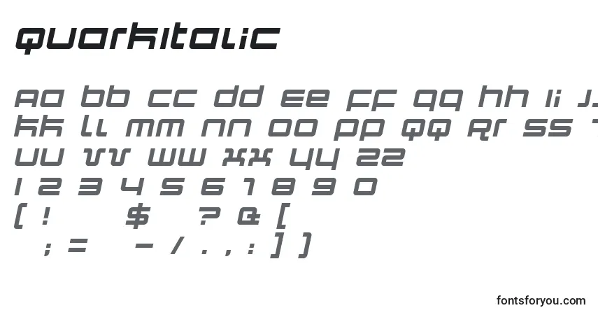 Schriftart QuarkItalic – Alphabet, Zahlen, spezielle Symbole