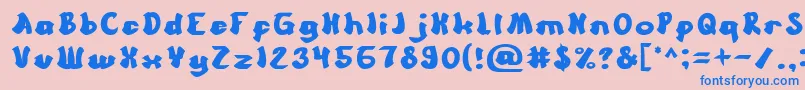 Cartoon Font – Blue Fonts on Pink Background