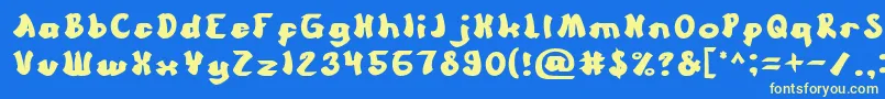 Cartoon Font – Yellow Fonts on Blue Background