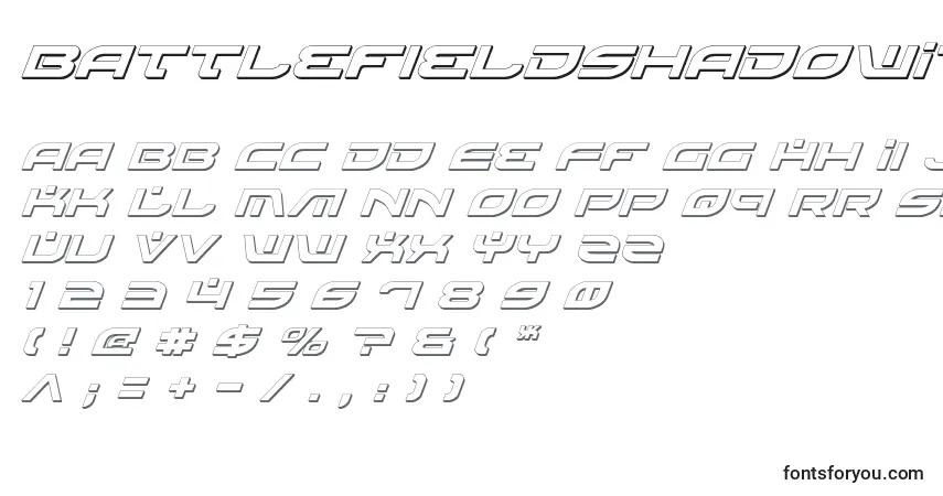 Czcionka BattlefieldShadowItalic – alfabet, cyfry, specjalne znaki