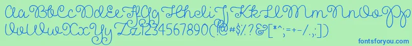 フォントPrettyGirlsScriptDemo – 青い文字は緑の背景です。