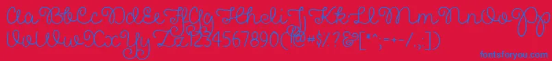 Police PrettyGirlsScriptDemo – polices bleues sur fond rouge