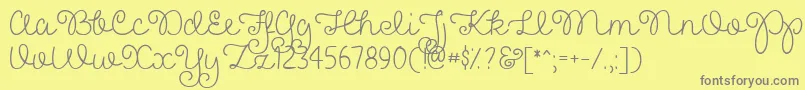 フォントPrettyGirlsScriptDemo – 黄色の背景に灰色の文字