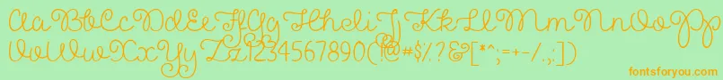 PrettyGirlsScriptDemo-Schriftart – Orangefarbene Schriften auf grünem Hintergrund