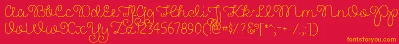 PrettyGirlsScriptDemo-Schriftart – Orangefarbene Schriften auf rotem Hintergrund