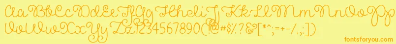 PrettyGirlsScriptDemo Font – Orange Fonts on Yellow Background