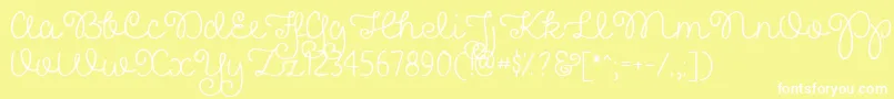 Шрифт PrettyGirlsScriptDemo – белые шрифты на жёлтом фоне