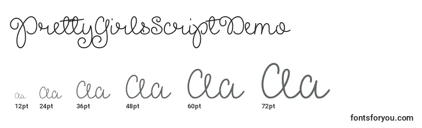 PrettyGirlsScriptDemo Font Sizes