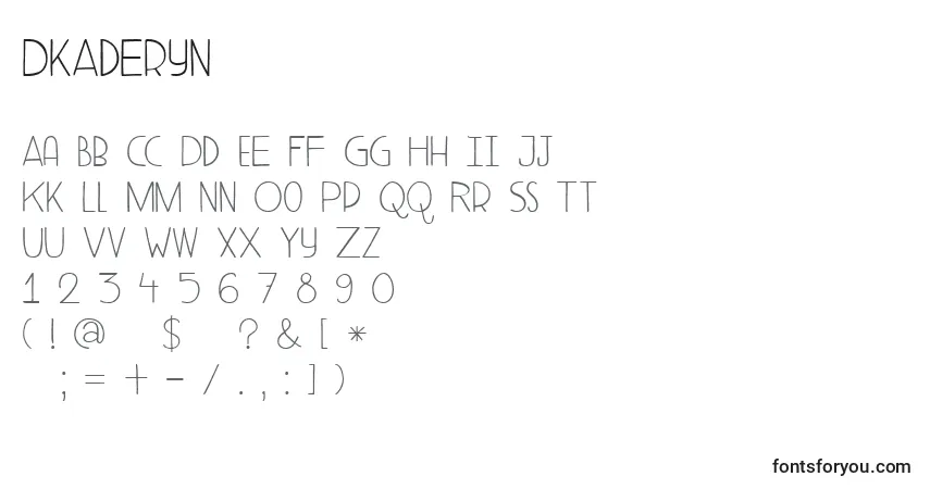 A fonte DkAderyn – alfabeto, números, caracteres especiais