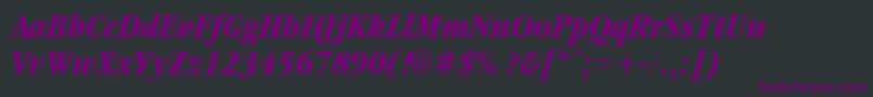 Czcionka GarnetcondensedBoldItalic – fioletowe czcionki na czarnym tle