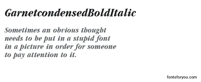 GarnetcondensedBoldItalic Font
