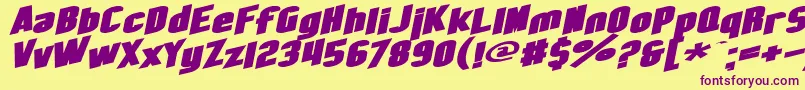 SfObliquitiesExtendedBold Font – Purple Fonts on Yellow Background