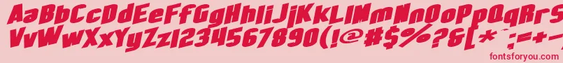 SfObliquitiesExtendedBold-Schriftart – Rote Schriften auf rosa Hintergrund