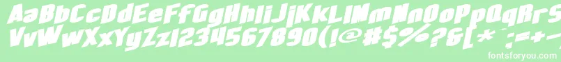 フォントSfObliquitiesExtendedBold – 緑の背景に白い文字