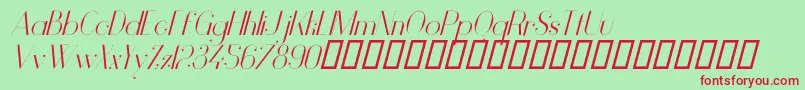 フォントVanityLightItalic – 赤い文字の緑の背景