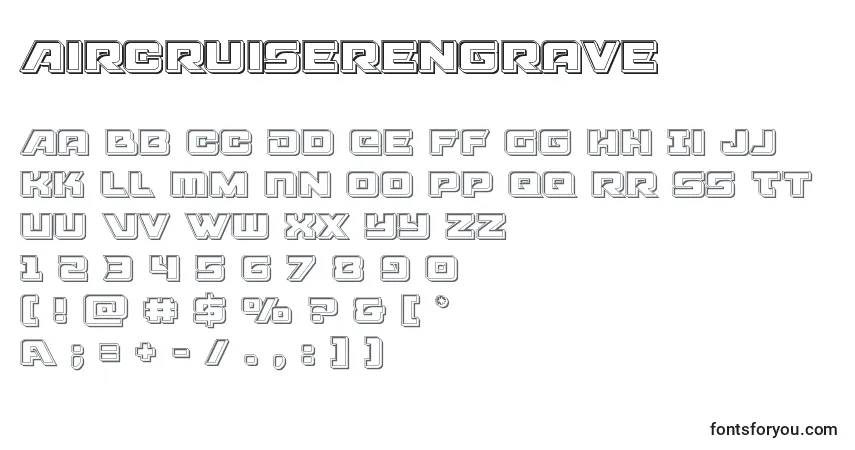 A fonte Aircruiserengrave – alfabeto, números, caracteres especiais