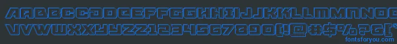 Шрифт Aircruiserengrave – синие шрифты на чёрном фоне