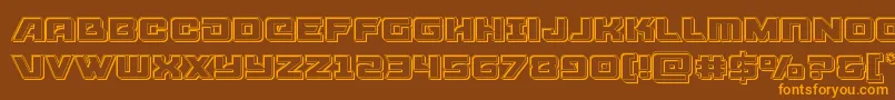 Aircruiserengrave-Schriftart – Orangefarbene Schriften auf braunem Hintergrund