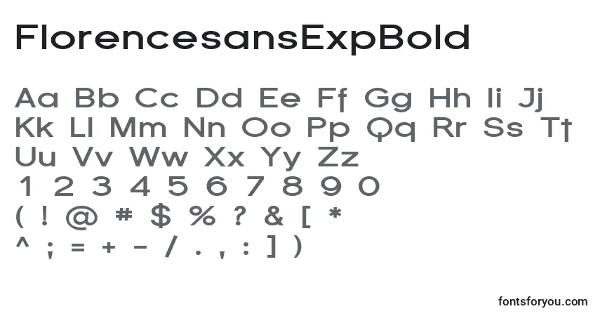 FlorencesansExpBold-fontti – aakkoset, numerot, erikoismerkit