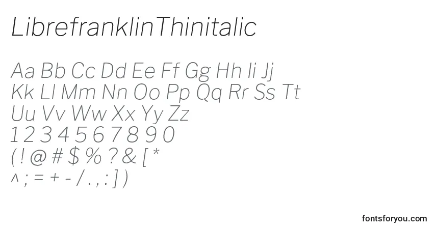 Шрифт LibrefranklinThinitalic – алфавит, цифры, специальные символы