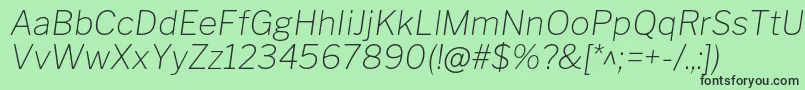 フォントLibrefranklinThinitalic – 緑の背景に黒い文字
