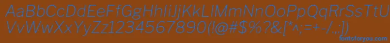 フォントLibrefranklinThinitalic – 茶色の背景に青い文字