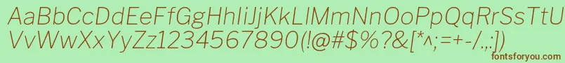 LibrefranklinThinitalic-fontti – ruskeat fontit vihreällä taustalla