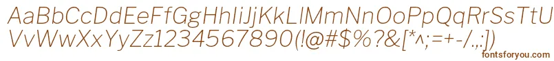 フォントLibrefranklinThinitalic – 白い背景に茶色のフォント