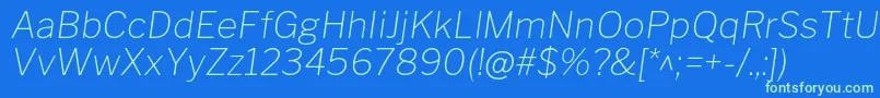 フォントLibrefranklinThinitalic – 青い背景に緑のフォント