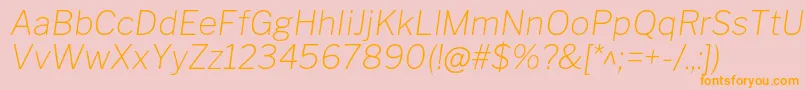 フォントLibrefranklinThinitalic – オレンジの文字がピンクの背景にあります。