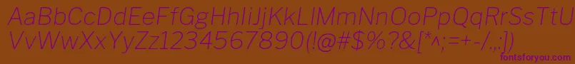 LibrefranklinThinitalic Font – Purple Fonts on Brown Background