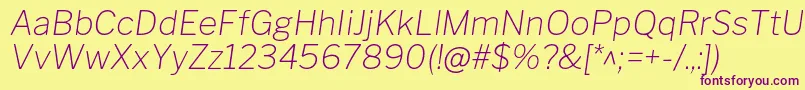 フォントLibrefranklinThinitalic – 紫色のフォント、黄色の背景