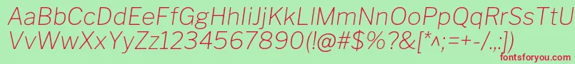 LibrefranklinThinitalic-fontti – punaiset fontit vihreällä taustalla