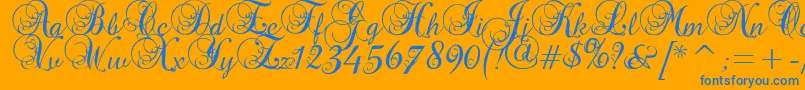 Precious-Schriftart – Blaue Schriften auf orangefarbenem Hintergrund