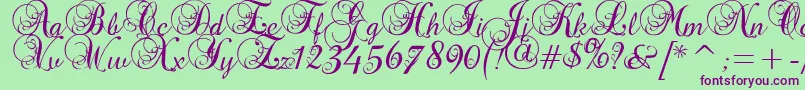Precious Font – Purple Fonts on Green Background