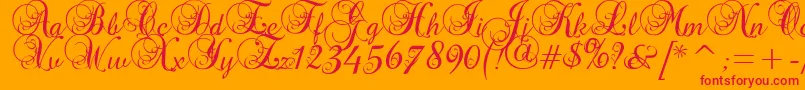 Precious-Schriftart – Rote Schriften auf orangefarbenem Hintergrund
