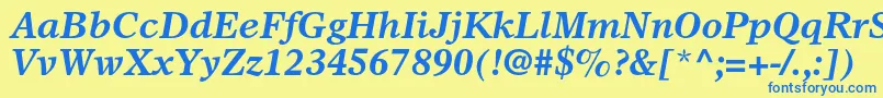 Шрифт OlympianltstdBolditalic – синие шрифты на жёлтом фоне