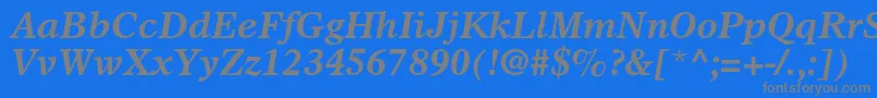 フォントOlympianltstdBolditalic – 青い背景に灰色の文字