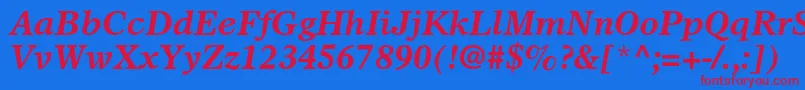 OlympianltstdBolditalic Font – Red Fonts on Blue Background