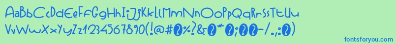 StrawberrycocktailRegular-Schriftart – Blaue Schriften auf grünem Hintergrund